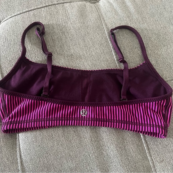 Lululemon Daily Bra Hyper Stripe Raspberry Glo Light / Plum - Picture 4 of 4